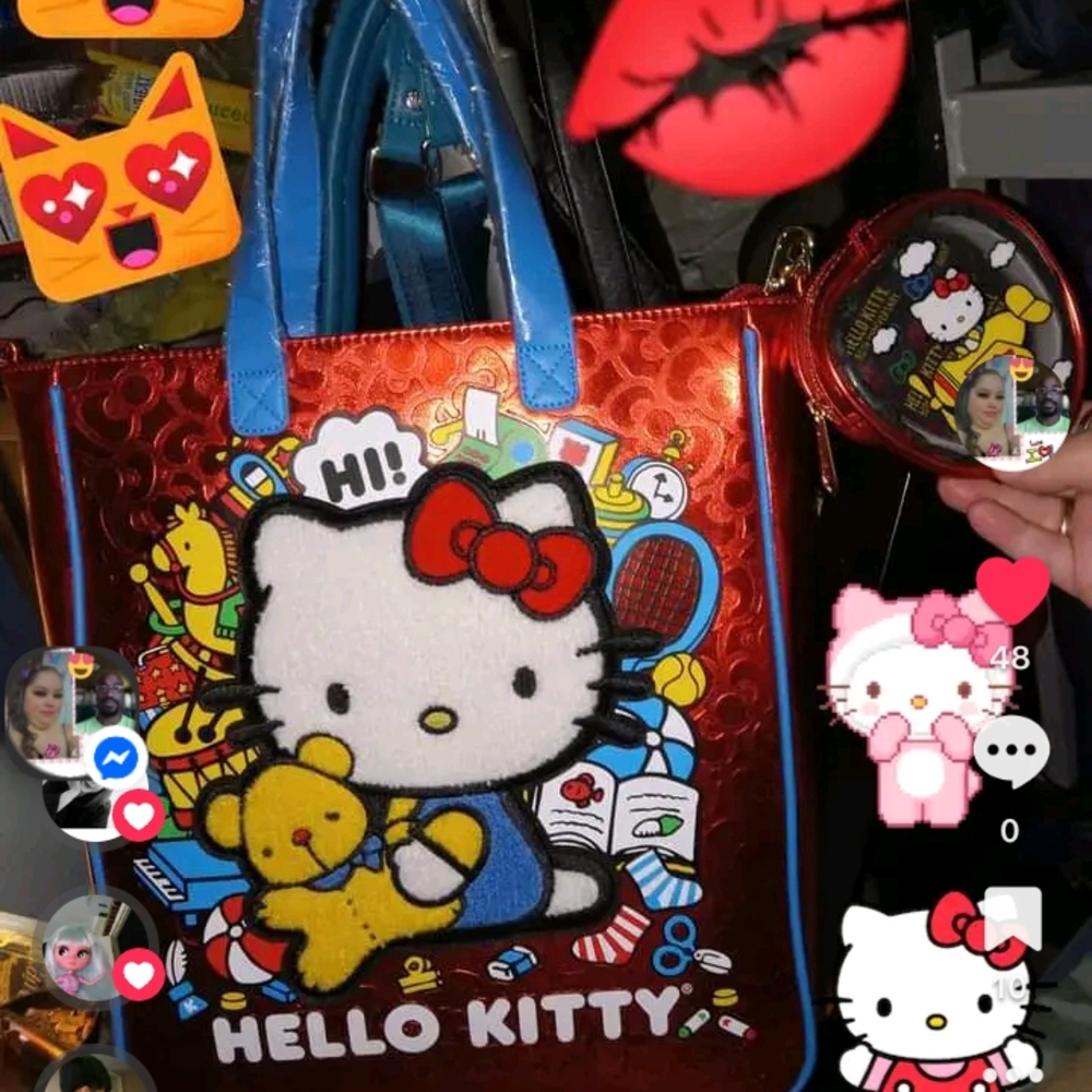 Loungefly Red and Blue Hello Kitty Tote Bag